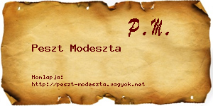 Peszt Modeszta névjegykártya